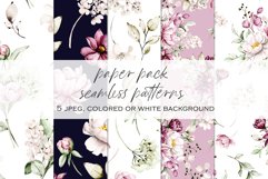 Seamless patterns with watercolor flowers, floral background Product Image 1