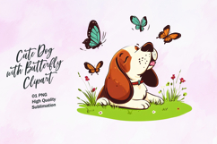 Cute dog with butterfly clipart Product Image 1