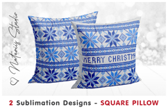 2 Cozy Christmas Knitted Designs - Sublimation Square Pillow Product Image 1