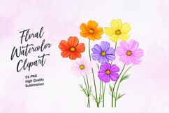 Watercolor floral clipart sublimation png Product Image 1