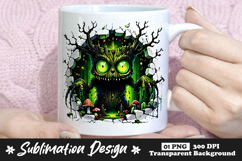 Green Glowing Tree Monster Clipart Sublimation PNG Product Image 1