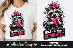 Trash But Make It Romantic Raccoon Sublimation PNG Product Image 1