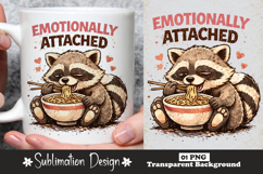 Emotionally Attached to Noodles Raccoon Sublimation Design Product Image 1