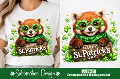 Cute Red Panda Happy St. Patrick’s Day Sublimation Design Product Image 1