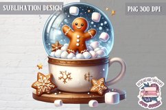 Gingerbread mans cute Christmas Sublimation PNG Coffee Cocoa Product Image 1