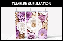 9 3D Violet Tumbler Sublimation |3D Flowers Tumbler Wrap Product Image 9