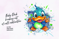 Cute duck breaking out of wall clipart sublimation Product Image 1