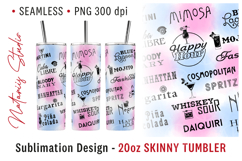 Happy Hour Cocktails Pattern - 20 oz TUMBLER Sublimation. Product Image 1