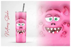 Funny 3D Inflated Puffy Monster Face - 20oz SKINNY TUMBLER. Product Image 2