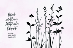 Black wildflower outline clipart sublimation Product Image 1