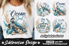 Sea Turtle Sublimation PNG | Ocean Beach Shirt Design Product Image 1