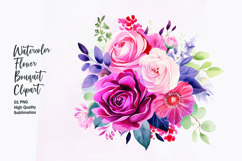 Watercolor Floral bouquet clipart sublimation Product Image 1