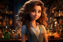 3D Character Child Girl Bartender with relevant environment Product Image 1