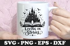 Living In Stories Fantasy Castle Book SVG Design Product Image 1