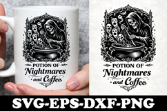 Potion of Nightmares and Coffee Grim Reaper SVG Design Product Image 1