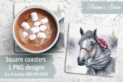 Christmas horse coaster|Square coaster sublimation| Bundle Product Image 9