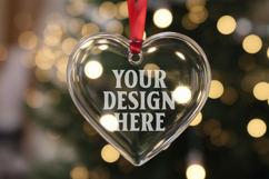 Christmas Heart Crystal Glass Ornaments Mockups Product Image 1