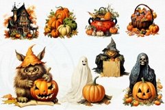 Retro Halloween Clipart PNG Set Bundle for sublimation Product Image 8