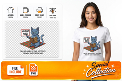 Grumpy Bookworm Cat Reading Sublimation PNG Product Image 1