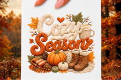 Faux Yarn Cozy Season Fall Pumpkin PNG Product Image 1