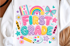Striped Floral First Grade Shirt PNG Product Image 1