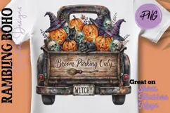 Broom Parking Only Old Halloween Pickup Truck Product Image 1