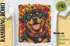 Happy Rottie Vintage Puppy Dog Framed Product Image 1