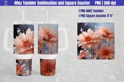3D Flowers | 40 oz Tumbler Sublimation and Square Coaster Product Image 1