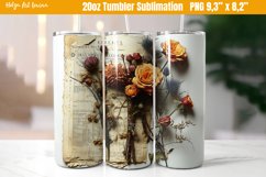 3D Flower 20 OZ Skinny Tumbler Sublimation | Herbarium PNG Product Image 1