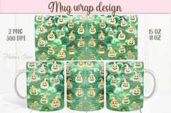 Cute green Halloween pumpkins patterns iridescent mug png Product Image 1