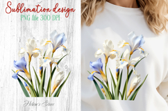 Iris flowers sublimation design png |Delicate Floral Clipart Product Image 1