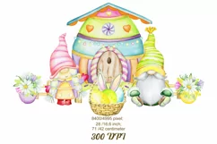 Easter Gnomes PNG, Watercolor clip art, Sublimation Graphics Product Image 2