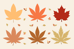 Flat Design Autumn Leaves Background with Various Shapes Product Image 1