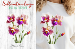 Iris flowers sublimation design png |Delicate Floral Clipart Product Image 1