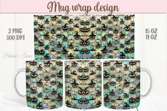 Cute green Halloween pumpkins patterns iridescent mug png Product Image 1