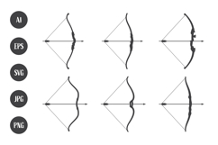 Collection of Bow and Arrow Illustrations Aimed for Archery Product Image 1