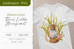 Floral Lantern Watercolor PNG. Country arrangement clipart Product Image 1