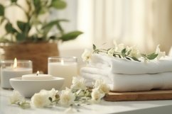 Tray With Candles and Towels Background Wallpaper Product Image 1