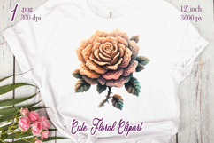 Yarn crochet tea roses clipart | Amazing knitted flower png Product Image 2