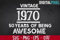 Vintage 1970, 50th Birthday SVG PNG EPS - Birthday SVG Product Image 1