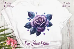 Yarn crochet lilac roses clipart |Amazing knitted flower png Product Image 1