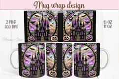 Cute purple Halloween house patterns iridescent mug wrap png Product Image 1