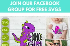 Dino Girl - A Cute Dinosaur with a Bow Layered Cricut SVG Product Image 2