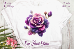 Yarn crochet purple roses clipart|Amazing knitted flower png Product Image 1