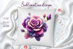 Yarn crochet purple roses clipart|Amazing knitted flower png Product Image 2