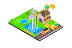 Erect concept banner, isometric style Product Image 1