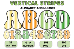 Stripes Alphabet Letters &amp; Numbers Clipart PNG 300DI Product Image 1