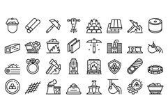 Metallurgy icons set, outline style Product Image 1