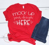 Mock up Bella Canvas 3001 Red Unisex Mockup Product Image 1