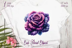 Yarn crochet purple roses clipart|Amazing knitted flower png Product Image 2